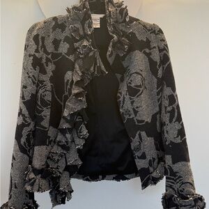 Diane Von Furstenberg Black and White Ruffled Jacket